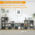 thumbnail image 2 of Bookshelf with Storage Bins, 16-Cube Storage Organizer with Back Panels, Modern Wood Open Bookcase, Multifunctional Display Shelf for Living Room, Bedroom, Home Office, Gray Oak, 2 of 6