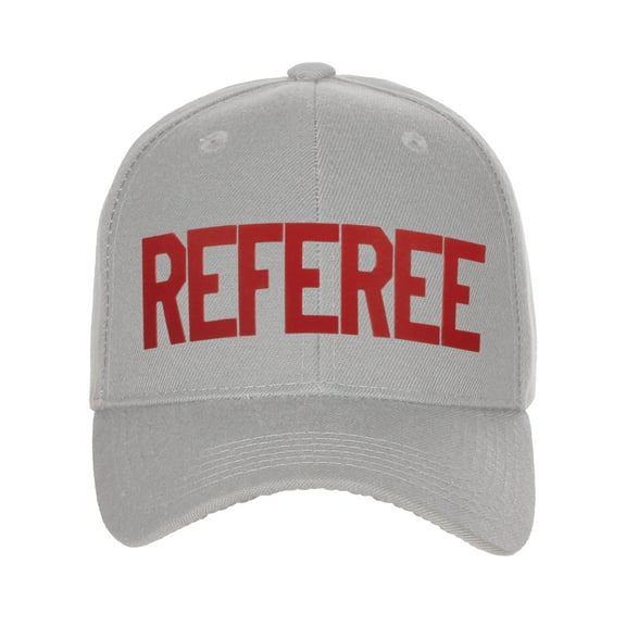 Sport Classic Baseball Hat Custom Referee Letters Structured Cap, Grey Hat Red Letters