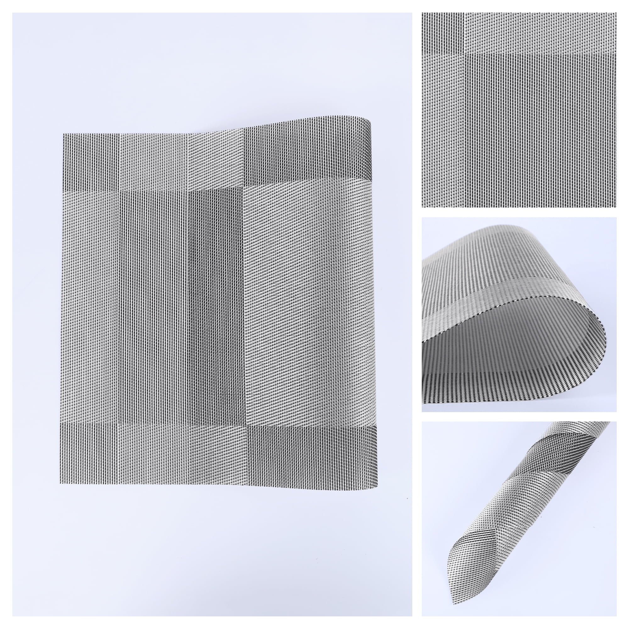 Unique Bargains Set of 8 Washable Wipeable Heat Resistant Table Placemat White Gray