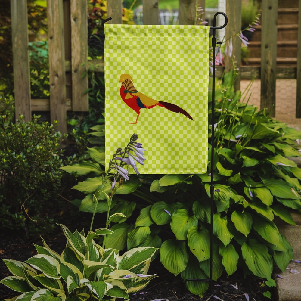 Carolines Treasures Golden or Chinese Pheasant Green Flag Garden Size Small multicolor