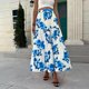 thumbnail image 5 of Gibobby faldas para niña con estampado Floral bohemio de cintura alta para mujer de verano, faldas largas informales con columpio fluido para la playa(Azul, XXL), 5 of 5
