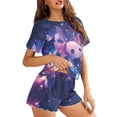 thumbnail image 3 of Yuyamidu Purple Axolotl Womens Summer Pjs Set Short Sleeve Tops and Shorts Soft Sleepwear with Pockets Relaxed Fit Pjs Set Cute Nightwear, 3 of 7