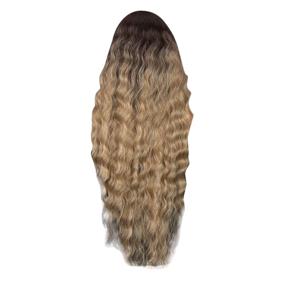 DOPI Micro Curl Dark Brown Set Head Wavy Hair Gradient Women's Wig Wigs Gradient Curl wig Rubber Band Hair Ties Hair Cutting Combs