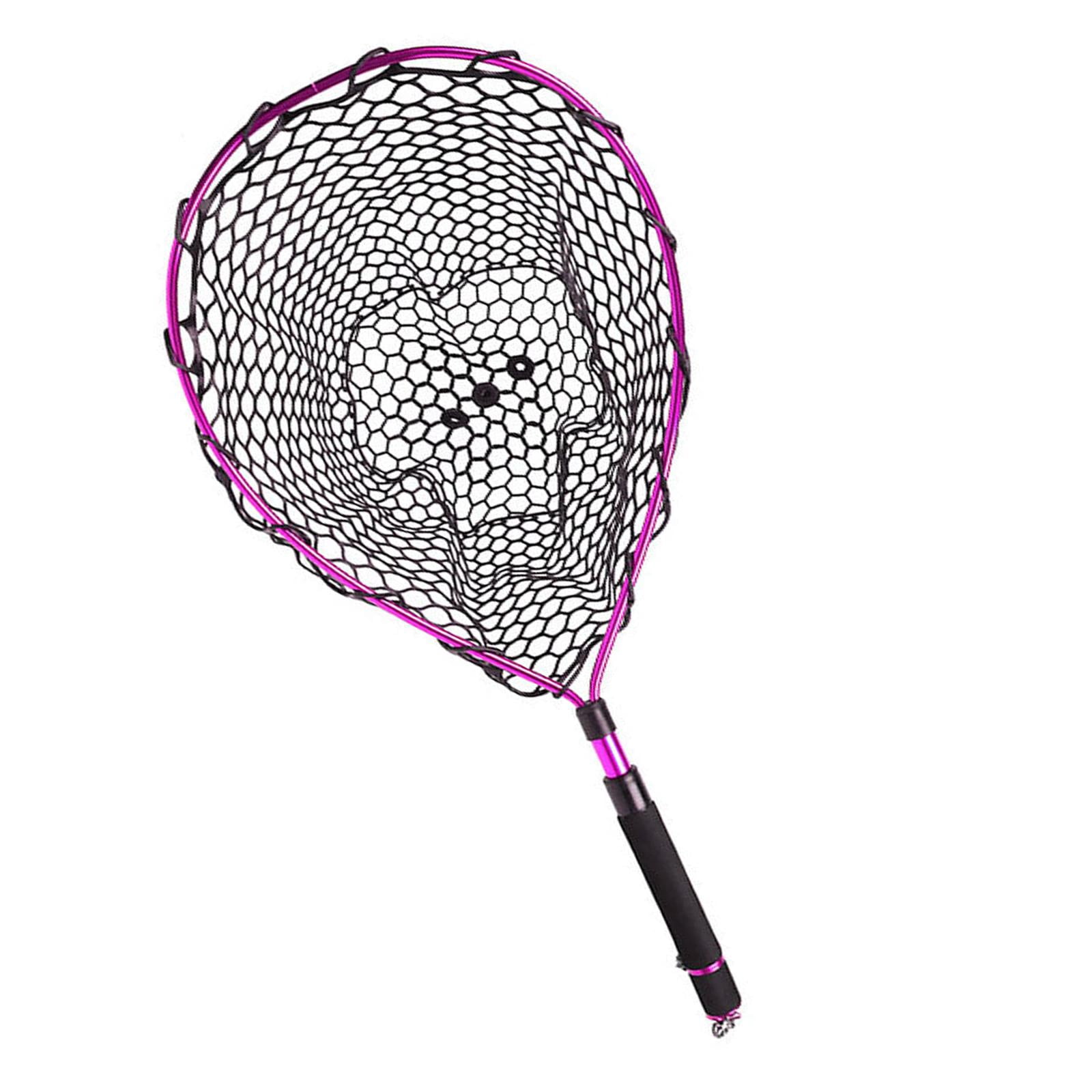 Wswqop Fishing Net Landing Net Foldable T for Kids Adults EVA Handle Catching Releasing Rose Pink