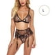 thumbnail image 1 of Conjunto de ropa interior de encaje sexy para mujer Conjunto de lencería de perspectiva Sujetador Tanga Ropa de dormir, L Methold XX000089-03, 1 of 7