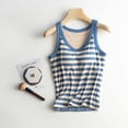 thumbnail image 2 of DHFJKG Women Ribbed Camisole With Built In Bra Striped Tank Top Scoop Neck Fitness Summer Workout Clothes Casual Daily Wear Sleeveless Soft Tops, 2 of 6