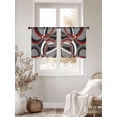 thumbnail image 4 of Grey Geometric Semi Sheer Curtains 45 Inch Length 2 Panels Set, Modern Abstract Black White Red Striped Sheer Kitchen Curtain Privacy Voile Window Curtain for Living Room Bedroom Rod Pocket Drapes, 4 of 7