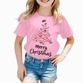 thumbnail image 6 of sdbrld Girls Christmas Shirts for Kids Cute Graphic Short Sleeve Holiday Tee Tops Pink Sizes 9-10 Years, 6 of 6