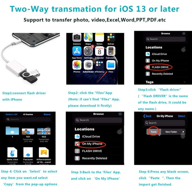 Apple Lightning to USB Camera Adapter USB 3.0 OTG Cable Adapter