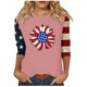 thumbnail image 1 of Camisetas de Manga Corta para las Mujeres Día de la Independencia Patriótica Impresa 3/4 Manga Cuello Redondo, Camiseta Casual para Diarios Y Festivales, 1 of 5