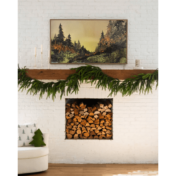 15' Artificial Real Touch Norfolk Island Pine Garland with Natural Look, by Guvpev
