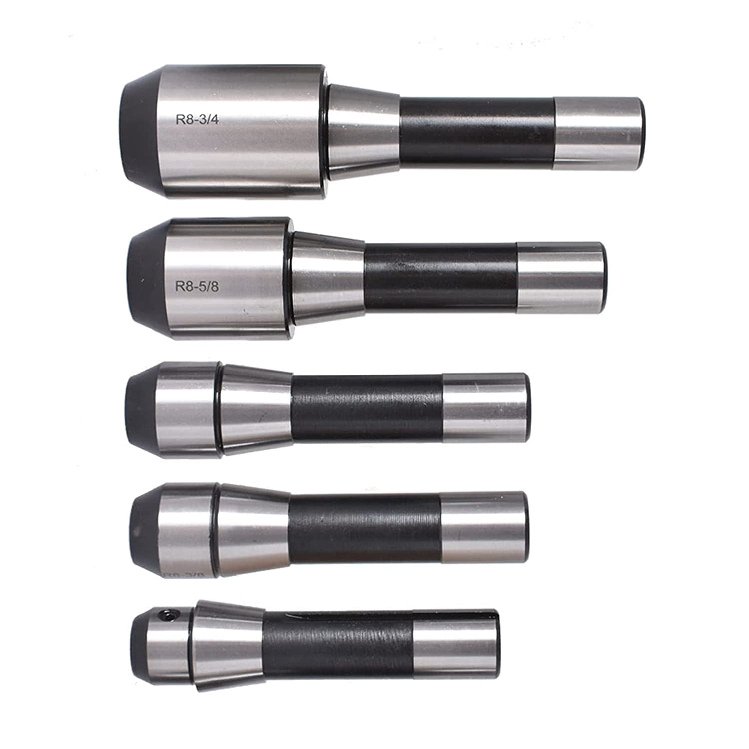 EPOTOOR R8 End Mill Holder Set Alloy Tool5-Pack 1/4 Inch 3/8 Inch 1/2 Inch 5/8 Inch 3/4 Inch Adapter Replacement for Bridgeport Type Milling Machines