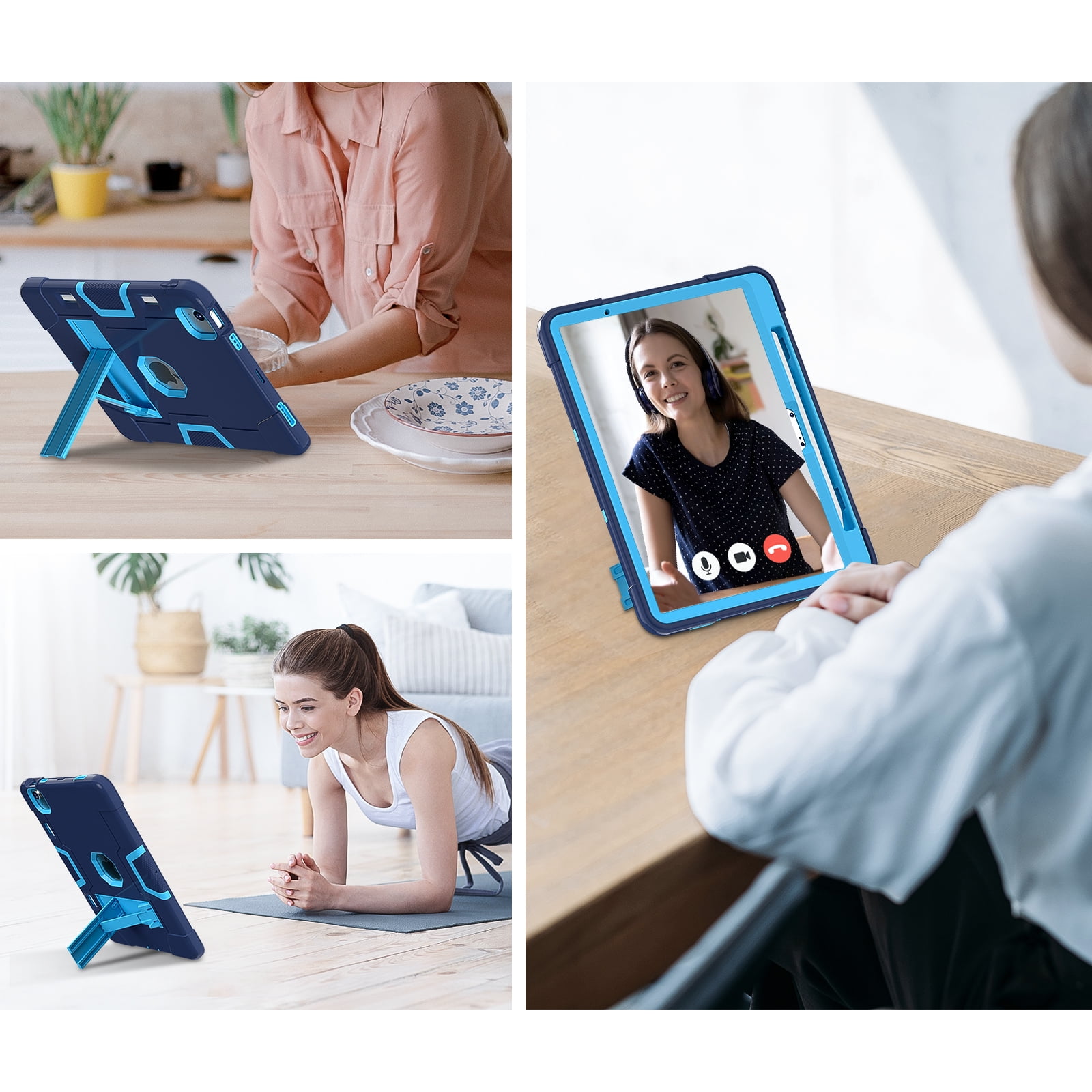 ELEHOLD for iPad Air 11 Inch Case 2024 Release, iPad Air 11 (M2) Case with Pencil Holder and Kickstand, Heavy Duty Shockproof Protective Cover,Navyblue