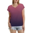 thumbnail image 5 of Women’s Sexy Short Sleeve Sequin Blouse, Loose Fit Solid V-Neck Shirt, Gradient Print Casual Top for Daily Wear, Elegant V-Neck Short Sleeve Shirt for Summer, Stylish Women's Fashion Blouse, 5 of 8