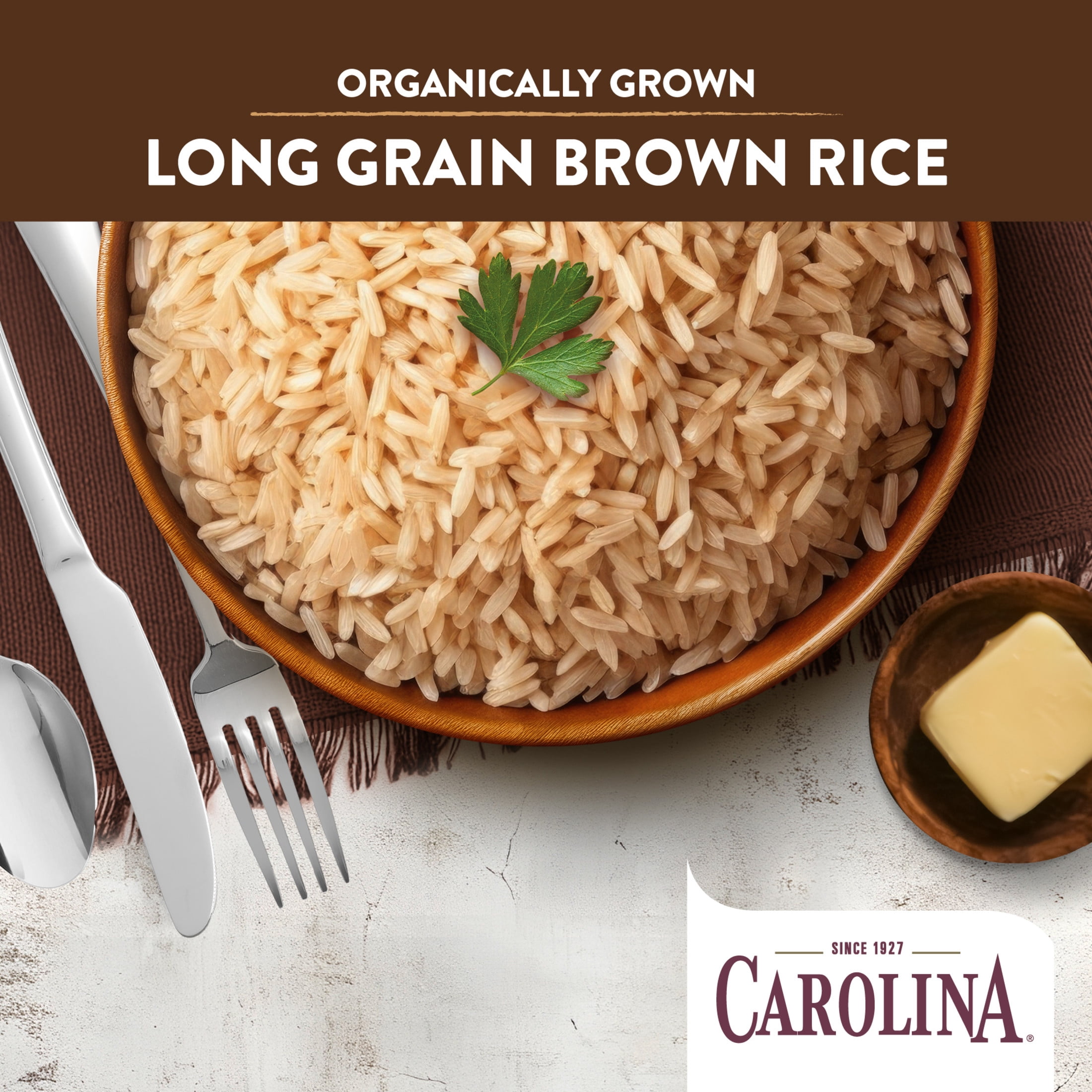 Carolina Organic Brown Long Grain Rice, Gluten Free, 2 lb Bag