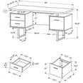 thumbnail image 3 of Bowery Hill 60" Wide Contemporary Modern Style Home Office Desk with Filing Drawer in Dark Taupe, 3 of 6