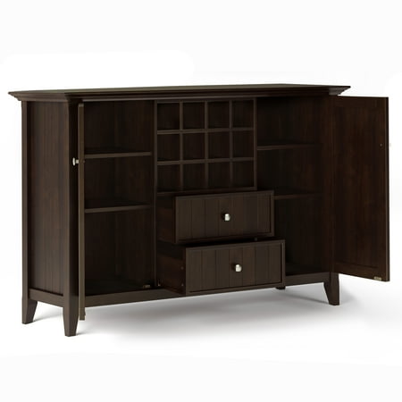 Simpli Home - Bedford Sideboard Buffet and Wine Rack - Dark Chestnut Brown