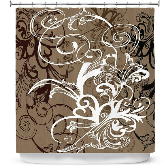 Shower Curtains 70" x 73" from DiaNoche Designs by Angelina Vick - Coffee Flowers 1 Tan