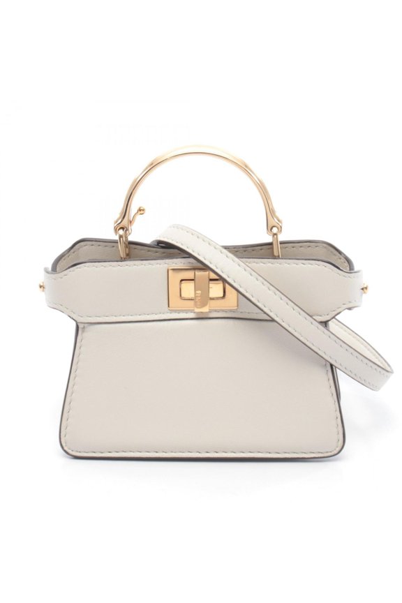 Pre-Owned Fendi Peekaboo I See You Small Micro Handbag, Leather, Women's, White