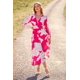 thumbnail image 4 of Vestido PRETTYGARDEN Rojo Rosa Floral Cuello en V Manga Larga Talla L, 4 of 9