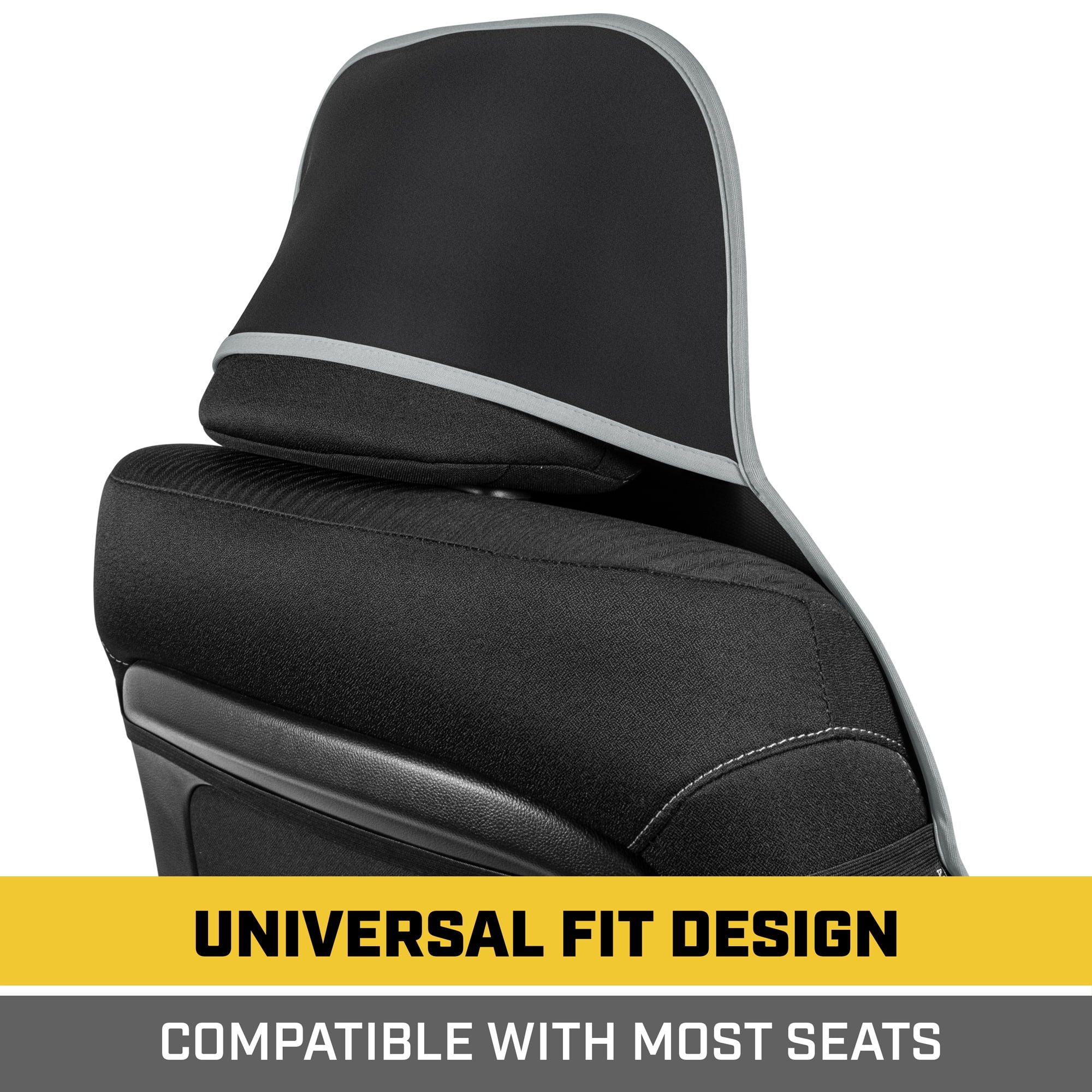 CAT® Waterproof Car Seat Cover for Front Seats, 1 Piece with Gray Trim – Durable Neoprene Seat Cover for Cars, Fits 95% of Cars Trucks SUV, Ideal Seat Protector for Leather Seats