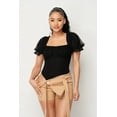 thumbnail image 1 of Luxe Polkadot Stretch Mesh Puff Sleeve Bodysuit S, 1 of 13
