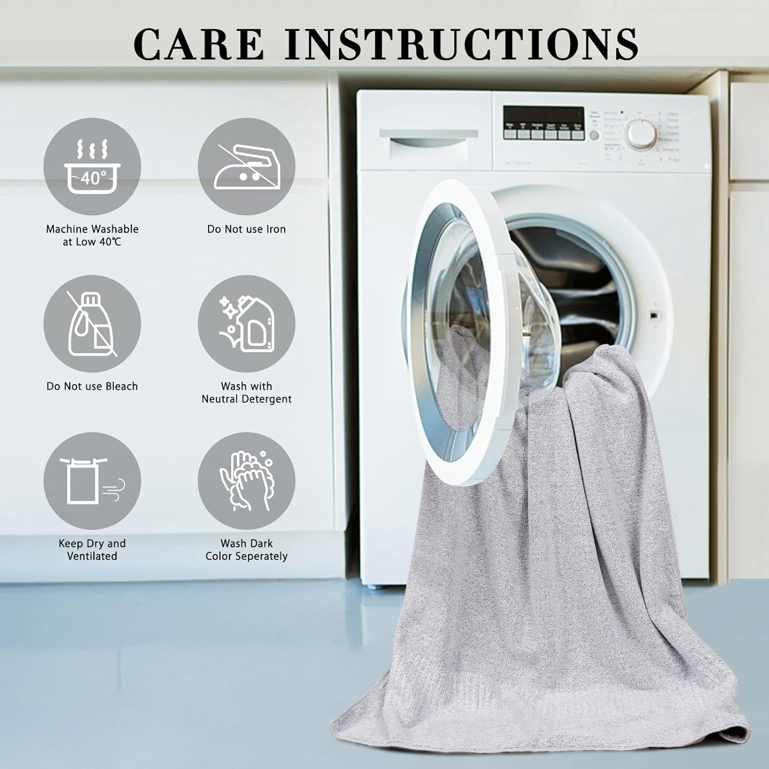 2-Pack 27" x 54" Bath Towels 30%  Viscose Made from Bamboo Ultra Soft & Highly Absorbent Solid Premium Bath Towels for Bathroom, Hotels, Spa and Gym, Light Gray