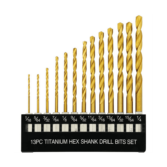 Titanium Hex Drill Bit Set 135 Degree Tip HSS Impact Drill Bit Set for Metal, Wood Quick Change Design