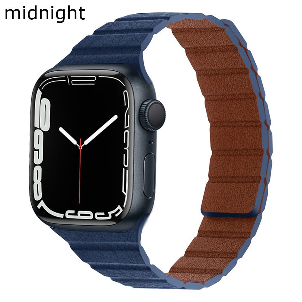 JR.DM Slim Leather-Bands Compatible with Apple Watch Band 38mm 40mm 41mm  42mm 44mm 45mm 49mm, Top Genuine Leather Band with Charms, Feminine Design