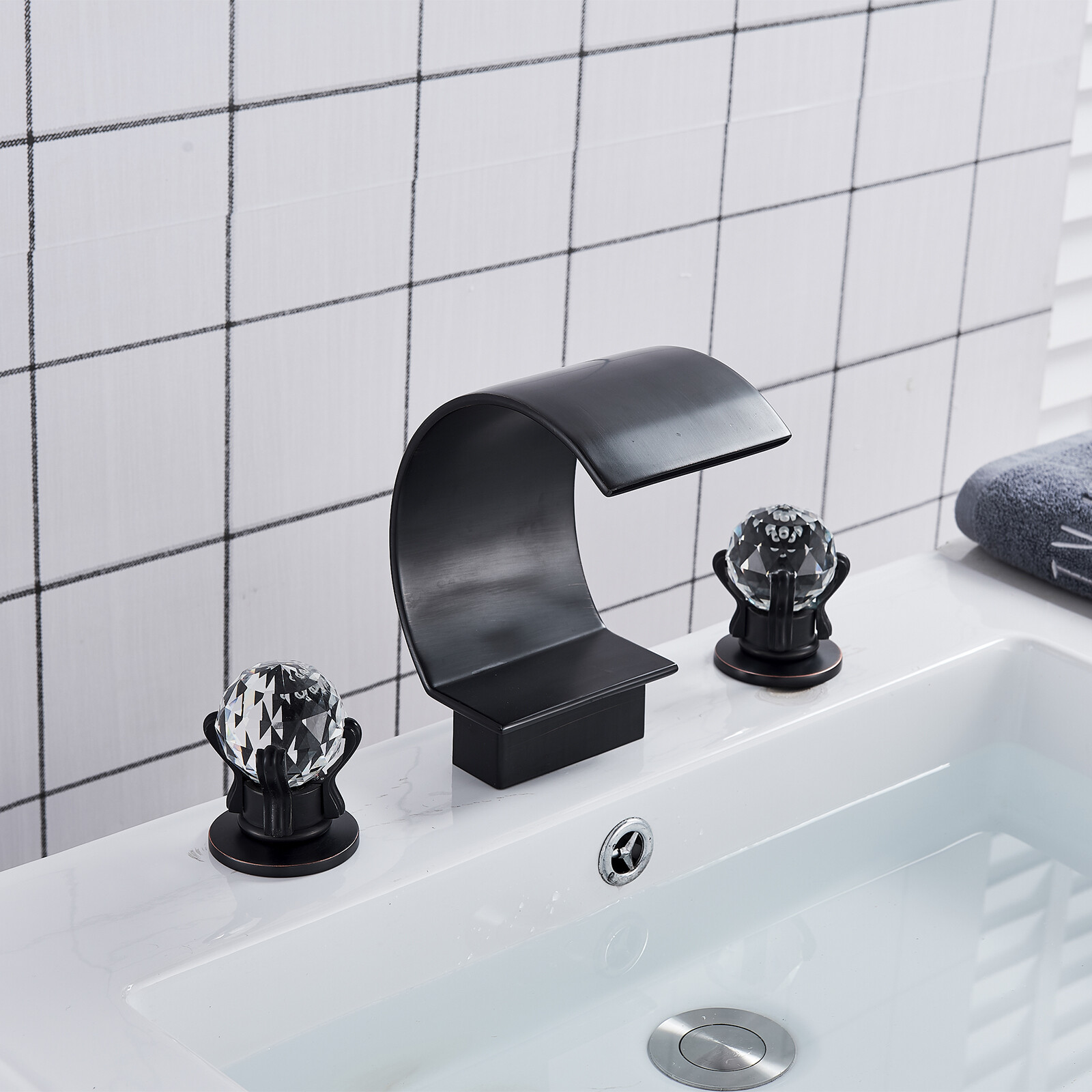 Senlesen Brass Orb Waterfall Bathroom Faucet