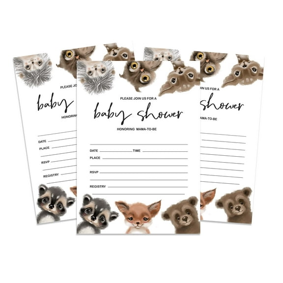 Inkdotpot 30 Fill In StyleBaby Shower Invitation Cards Safari Jungle Animals Blank Invites