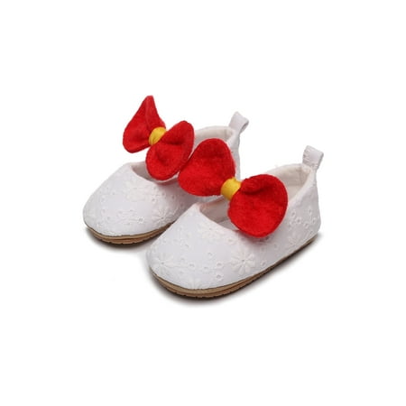 

Lacyhop Newborn Mary Jane Prewalker Flats Comfort Dress Shoes Wedding Lightweight Princess Shoe Breathable Bow White 4C