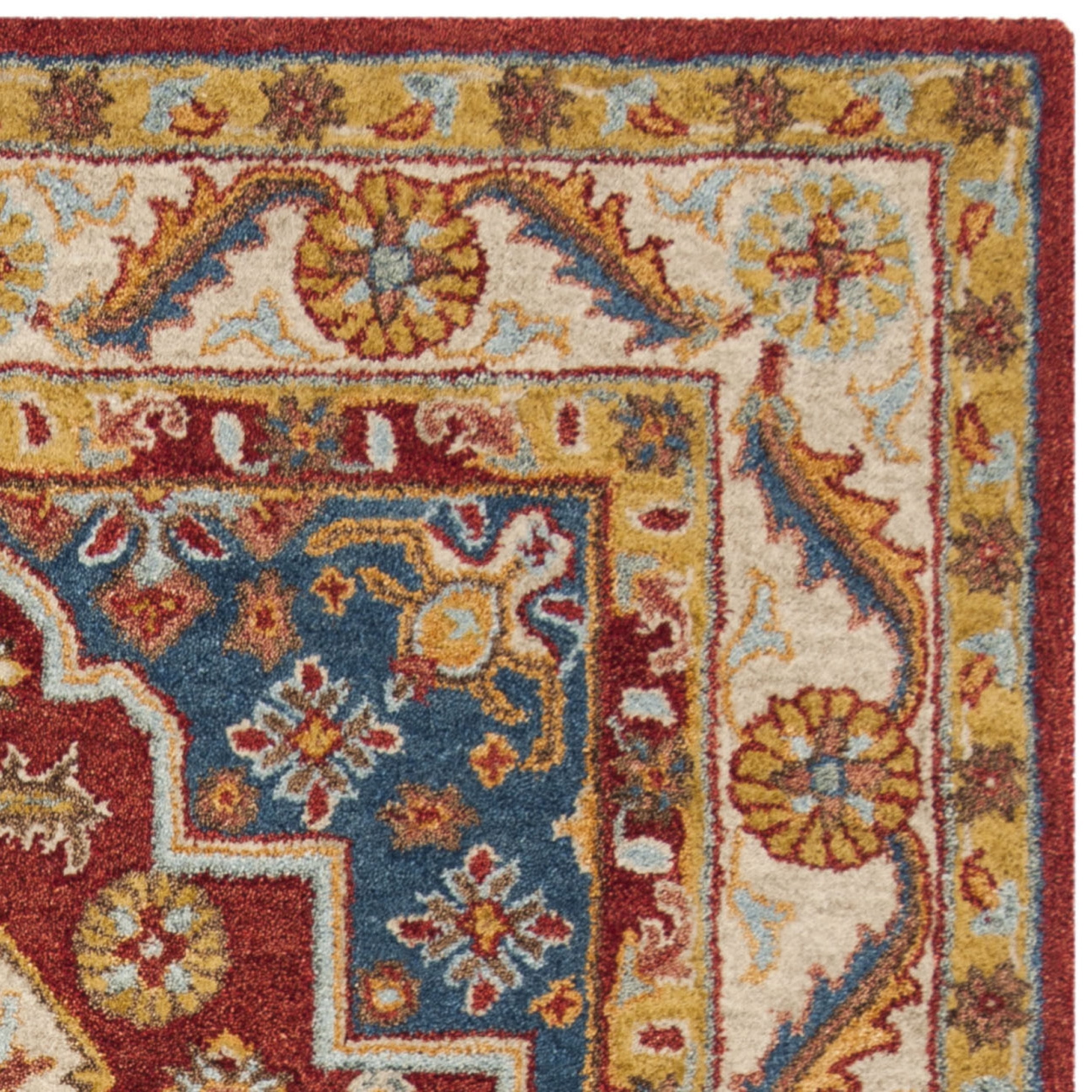 SAFAVIEH Antiquity Steve Traditional Wool Area Rug, Red/Blue, 6' x 9'