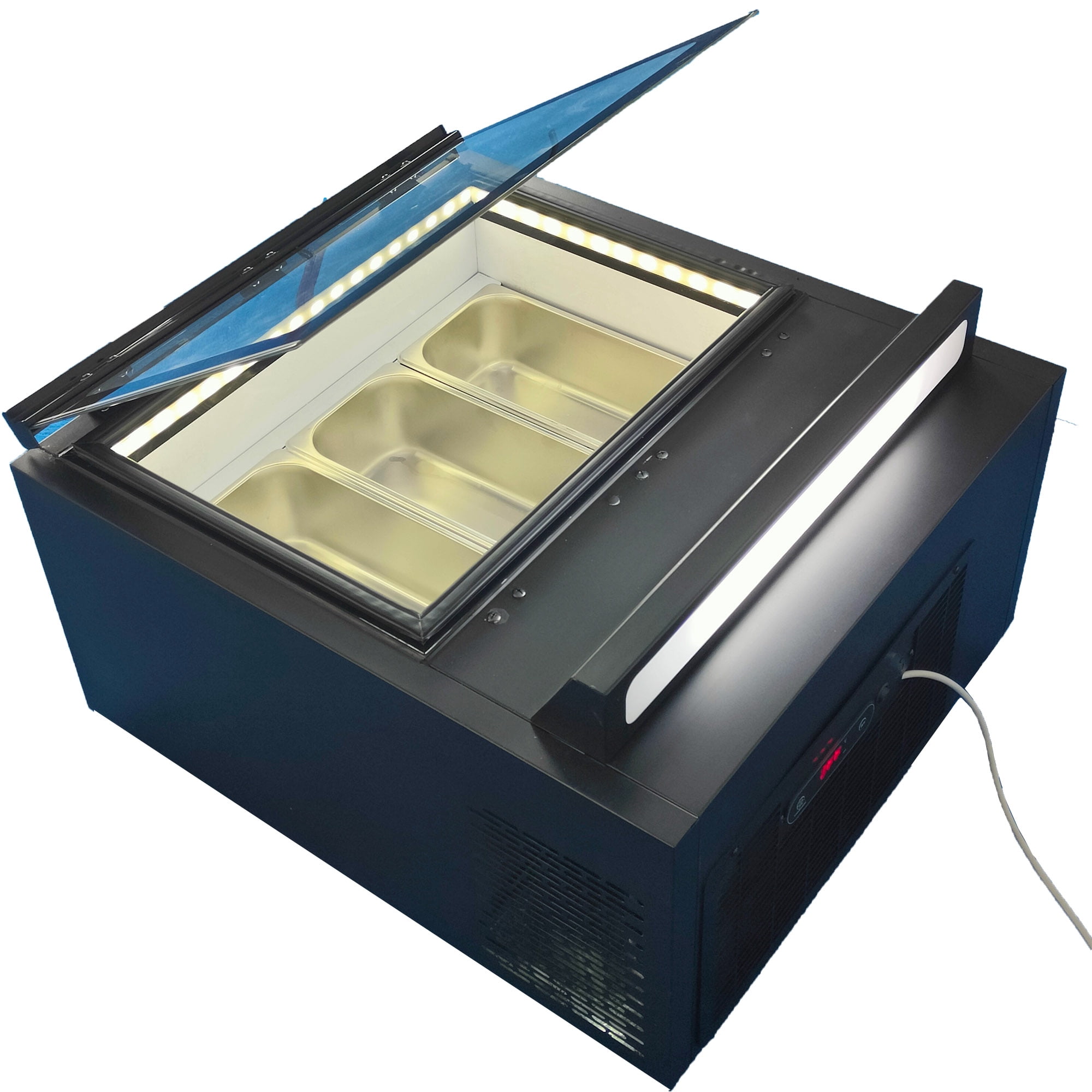 Mvckyi Gelato Display Case 1/3GN Pan, Ice Cream Freezer Showcase Cabinet, Counter Cycle Refrigeration with Led Lighting, Fast Cooling Sorbet Chest Fridge
