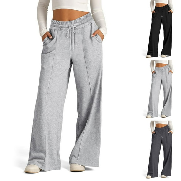 HKYNLAG Womens Barrel Sweatpants Casual Loose Wide Leg Sweatpants Baggy Drawstring Pants Travel Hiking Pants Cute Clothes Y2K Black M