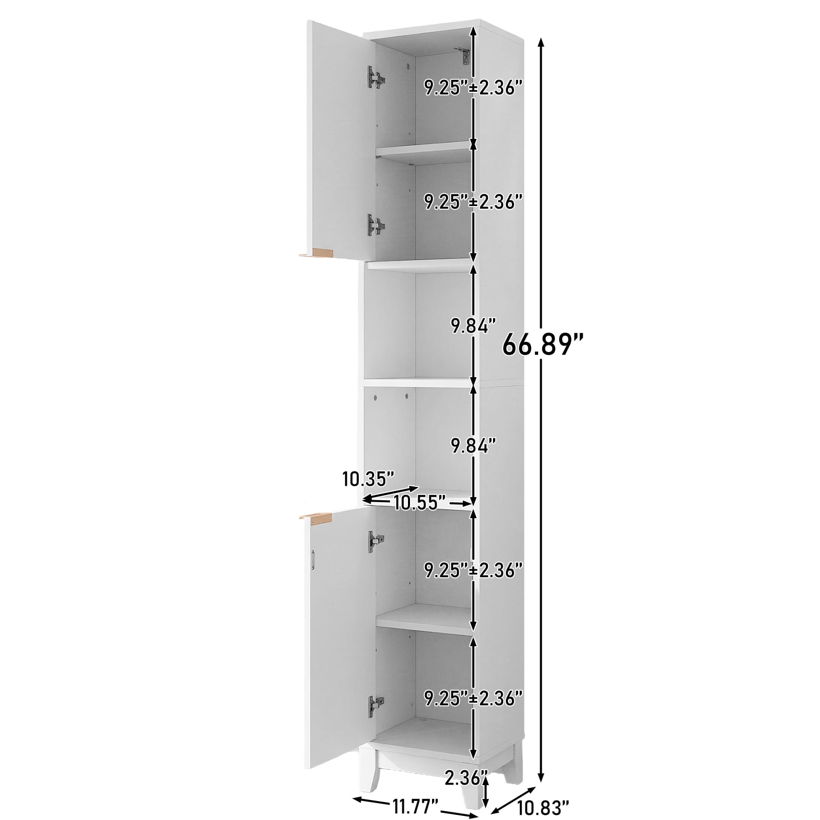 Bathroom Tall Floor Cabinet Narrow Storage Cabinet with 2 Doors & Adjustable Shelves White Melamine Bathroom Cabinet for Toilet Sink Laundry Narrow Spaces