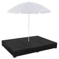 thumbnail image 6 of vidaXL Patio Lounge Bed Outdoor Sun Lounger Chair with Umbrella Poly Rattan, 6 of 7