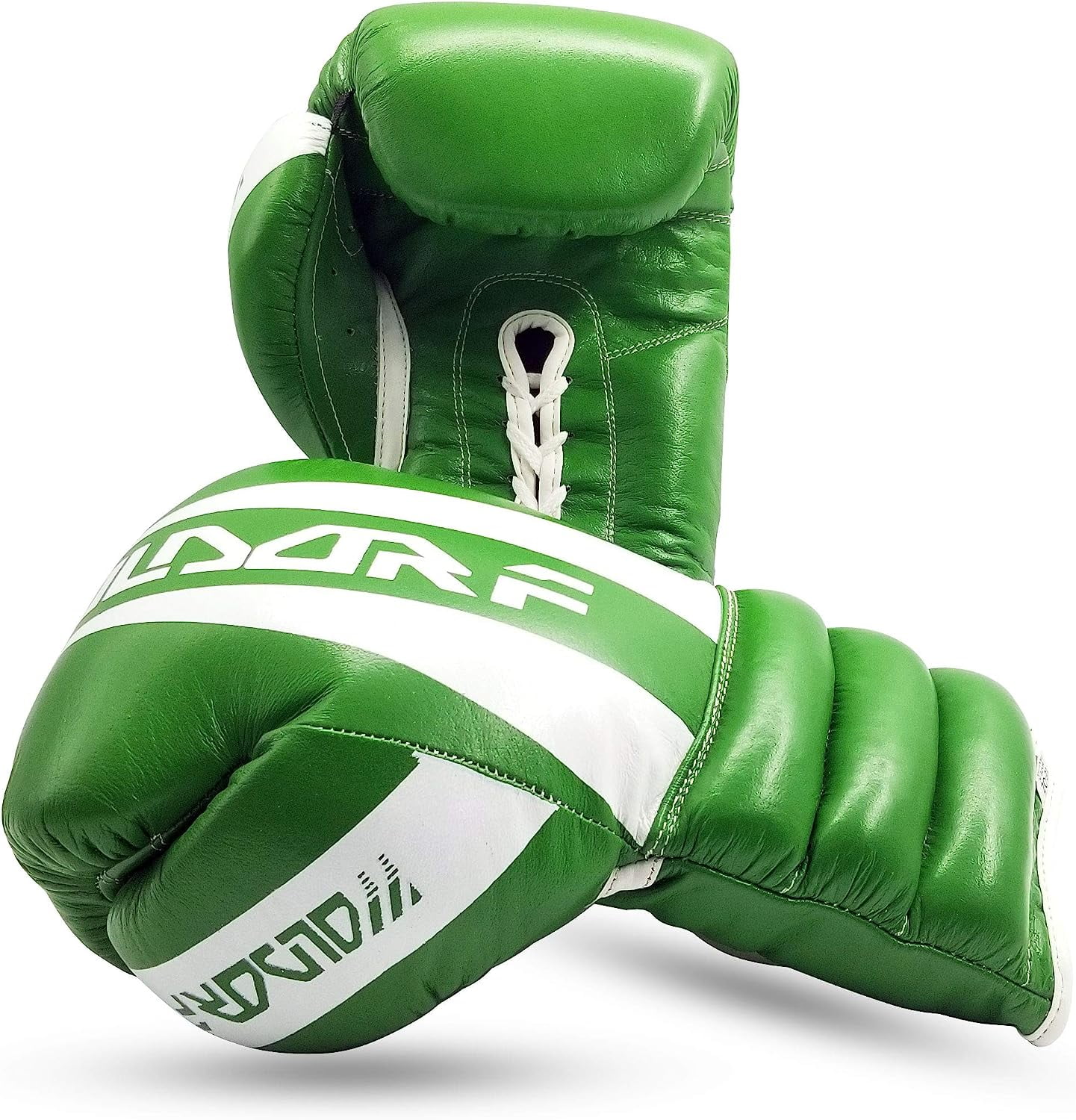 Woldorf USA Boxing Glove Grappling Kickboxing Training Lace up Fighting Boxing Punching Bag Green Best Cowhide Leather Boxing Glove with Woldorf Logo