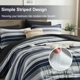 thumbnail image 4 of Flymme Striped Comforter Set Queen Size 7 Piece Bed in a Bag Blue Gray Patchwork Striped Comforter and Sheet Set Soft Microfiber Complete Bedding Set, 4 of 8