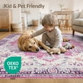 thumbnail image 4 of ODIKA 8'x10' Washable Area Rug Non-Slip Chair-Friendly Mat Pink Purple Distressed Petal Vine Botanical Transitional for Dining Room, Large Office, Lounge, 4 of 7