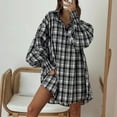 thumbnail image 2 of UVEASISHA Plaid Shirts for Women Lantern Long Sleeve Loose Shacket Casual Button Down Lapel Shirt Jackets with Pocket 2025 Fashion Fall Clothes Today Sales,Black,XL, 2 of 9