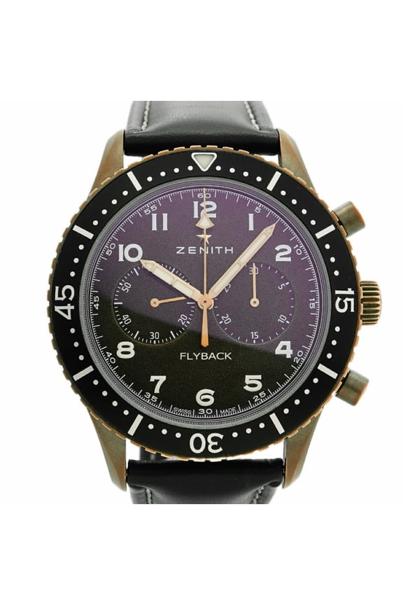 Pre-Owned Zenith Pilot Chronometro 29.2240.405 18.C801 Brown Dial Men's Watch