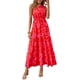 thumbnail image 1 of Vestido PRETTYGARDEN Maxi Rojo Floral de Un Hombro XXL, 1 of 8