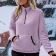 thumbnail image 5 of BDPORKAS Fleece Quarter Zip Pullover Women Baggy Sherpa Half Zip Sweatshirts Fluffy Soft Sweaters Jacket Coats with Pockets Purple S, 5 of 6