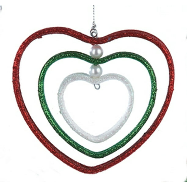 Kurt S Adler 4 Nested Glitter Heart Christmas Ornament Red Green Walmart Com Walmart Com