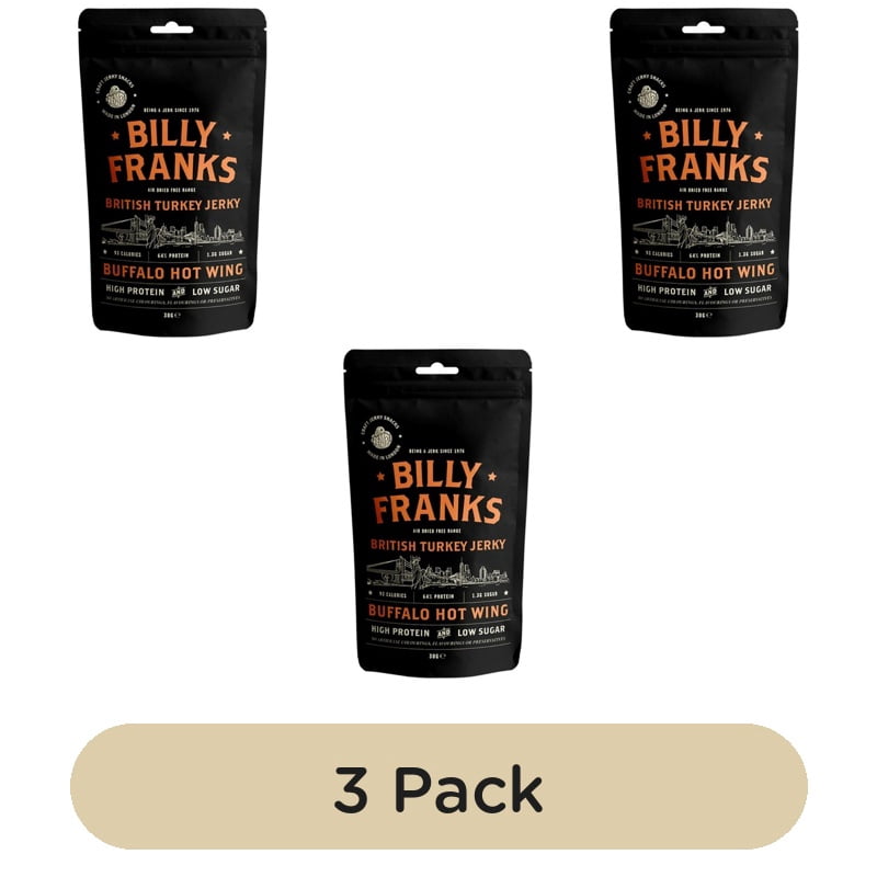 Billy Franks Buffalo Hot Wing Turkey Jerky 30g, British Import (Pack of 3)