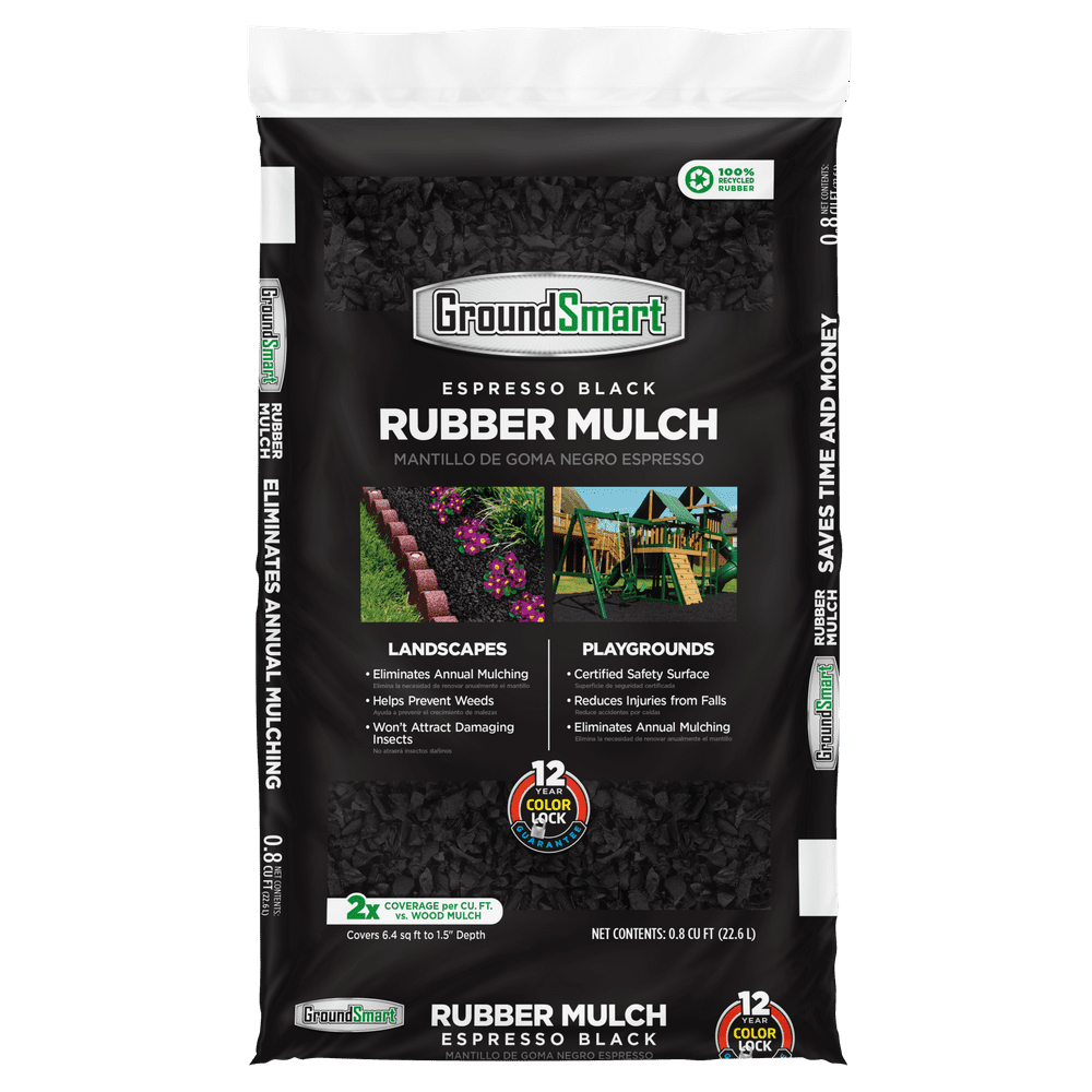 GroundSmart Rubber Mulch, Espresso Black, 0.8 cu ft