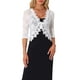 thumbnail image 1 of Chal de Encaje Floral para Mujeres, Manga 3/4, Formal, Elegante, Cárdigan Bolero XS Blanco, 1 of 6