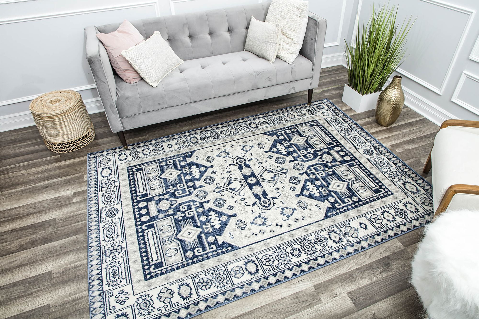 Rugs America Gallagher GL60C Navy Koti Vintage Transitional Area Rug, 2'6"x4'