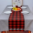 thumbnail image 2 of Table Runner Dresser Scarf 13 x 72 Inch Red and Black Buffalo Plaid with Forest Bear Footprints Table Runners Non-Slip Heat Kitchen Dining Table Decor for Kitchen Farmhouse Indoor Outdoor Home Party, 2 of 7